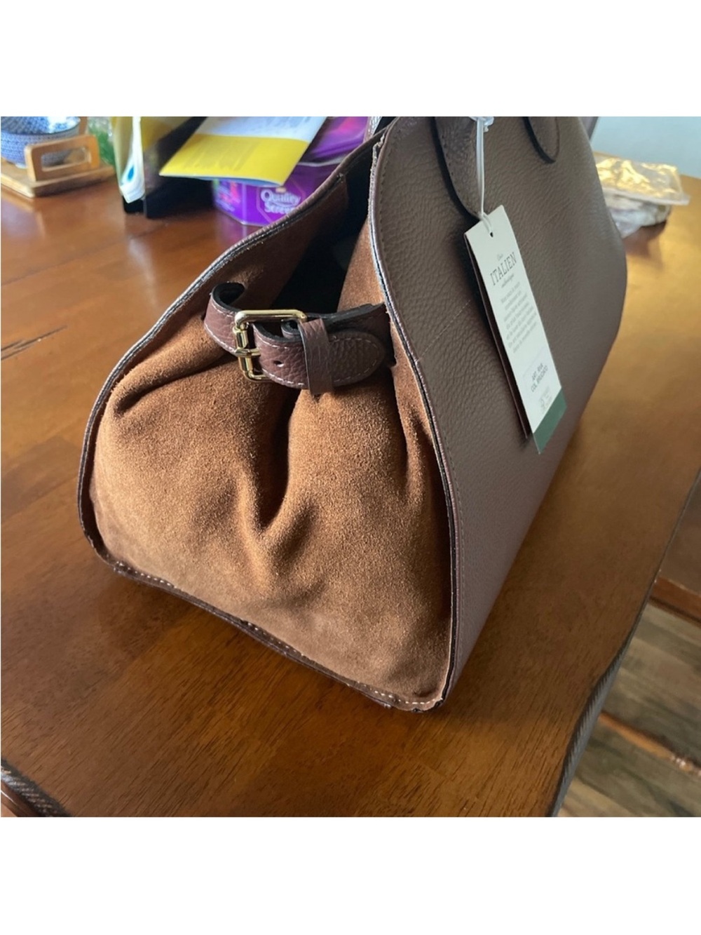 Brown Suede & Leather Women’s Travel Bag - Classic Everyday Carry